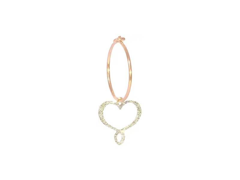 ROSE GOLD SINGLE HOOP EARRING WITH MAMAN ET SOPHIE SYMBOL IN WHITE DIAMOND DUST AURUM MAMAN ET SOPHIE ORPOW9MB